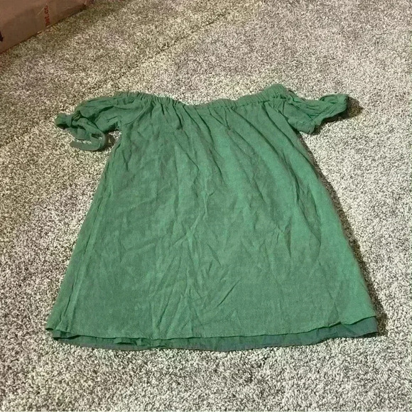 Lulus Al Fresco Evenings Green Off the Shoulder Shift Dress/top Tie Sleeve Sz M - Picture 11 of 11